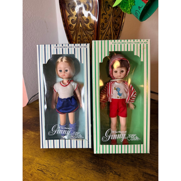 Vintage Ginny Dolls 2. 1978 one blonde one brown. Brand new in box - Picture 3 of 12